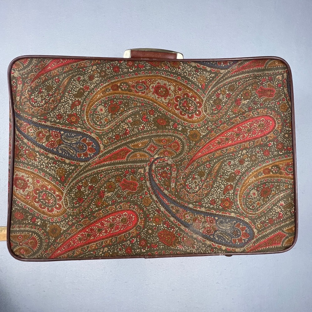 VTG DVF Diane von Furstenberg Suitcase Unisex Large Brown Paisley Carry On Bag - Picture 4 of 16